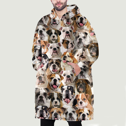 Warm Winter With English Bulldogs - Fleece Blanket Hoodie