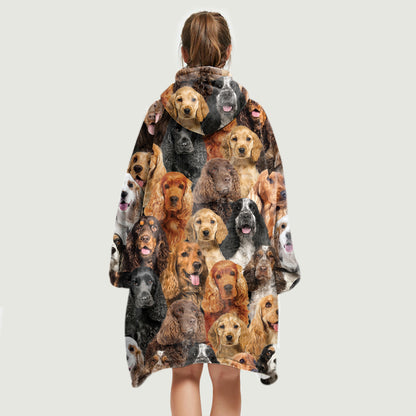 Warm Winter With English Cocker Spaniels - Fleece Blanket Hoodie