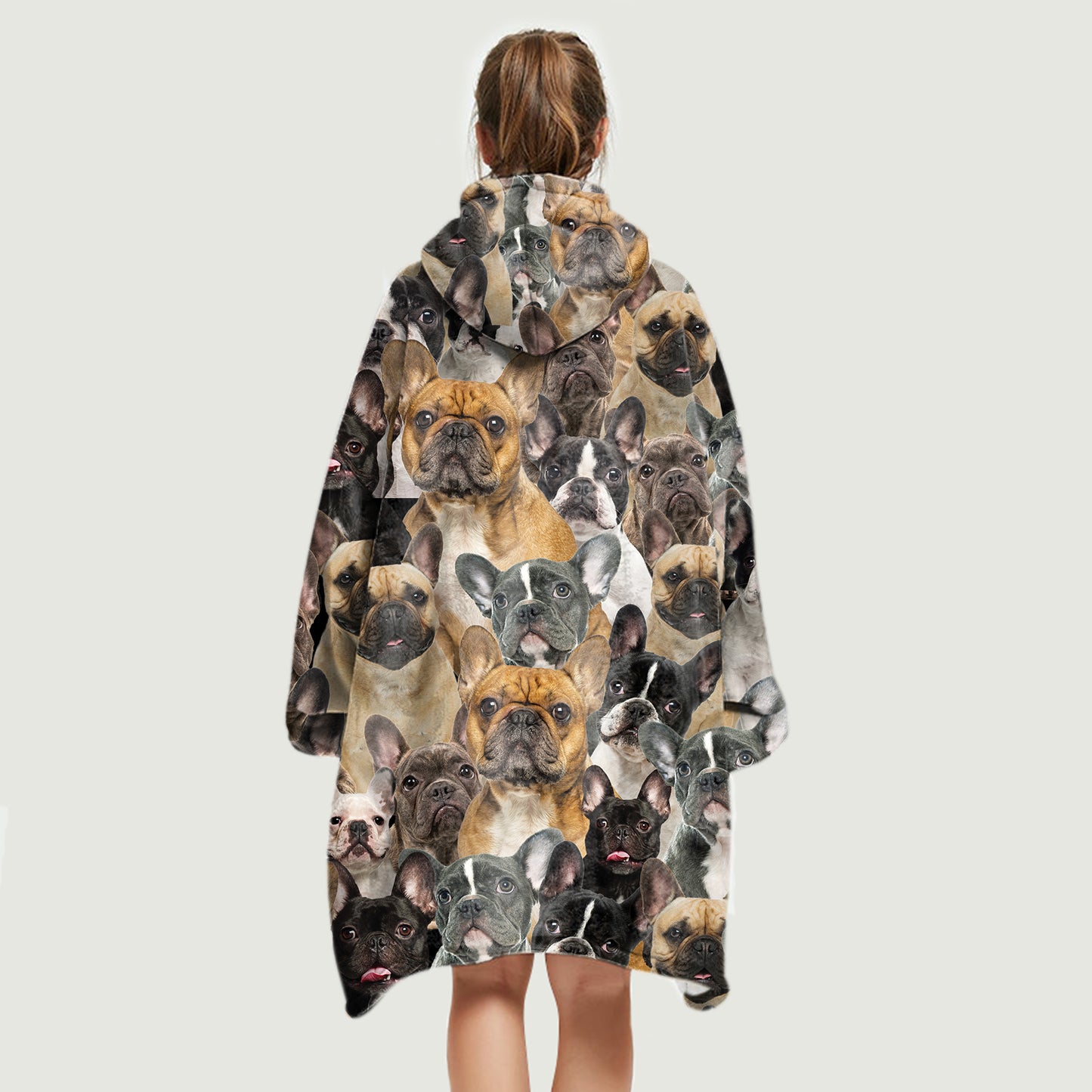 Warmer Winter mit französischen Bulldoggen – Fleece-Decke-Hoodie