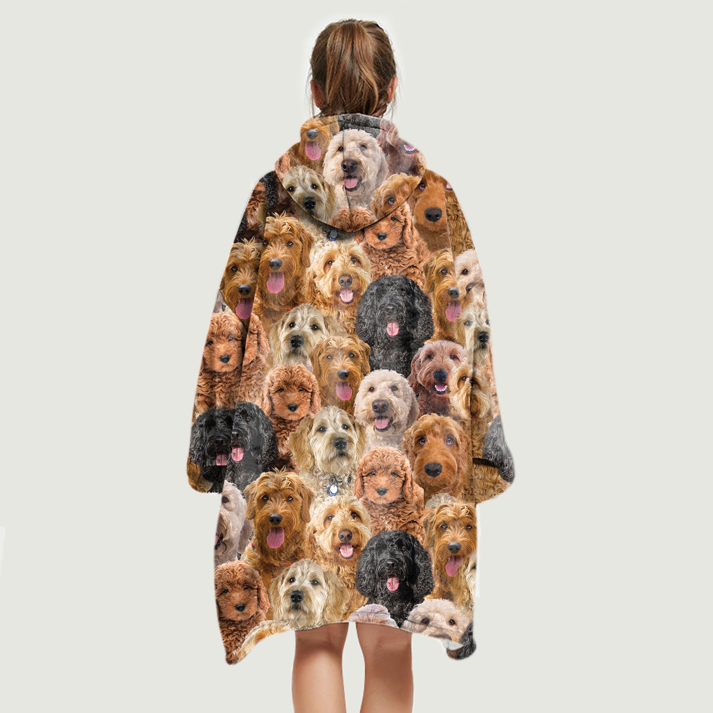 Warm Winter With Goldendoodles - Fleece Blanket Hoodie