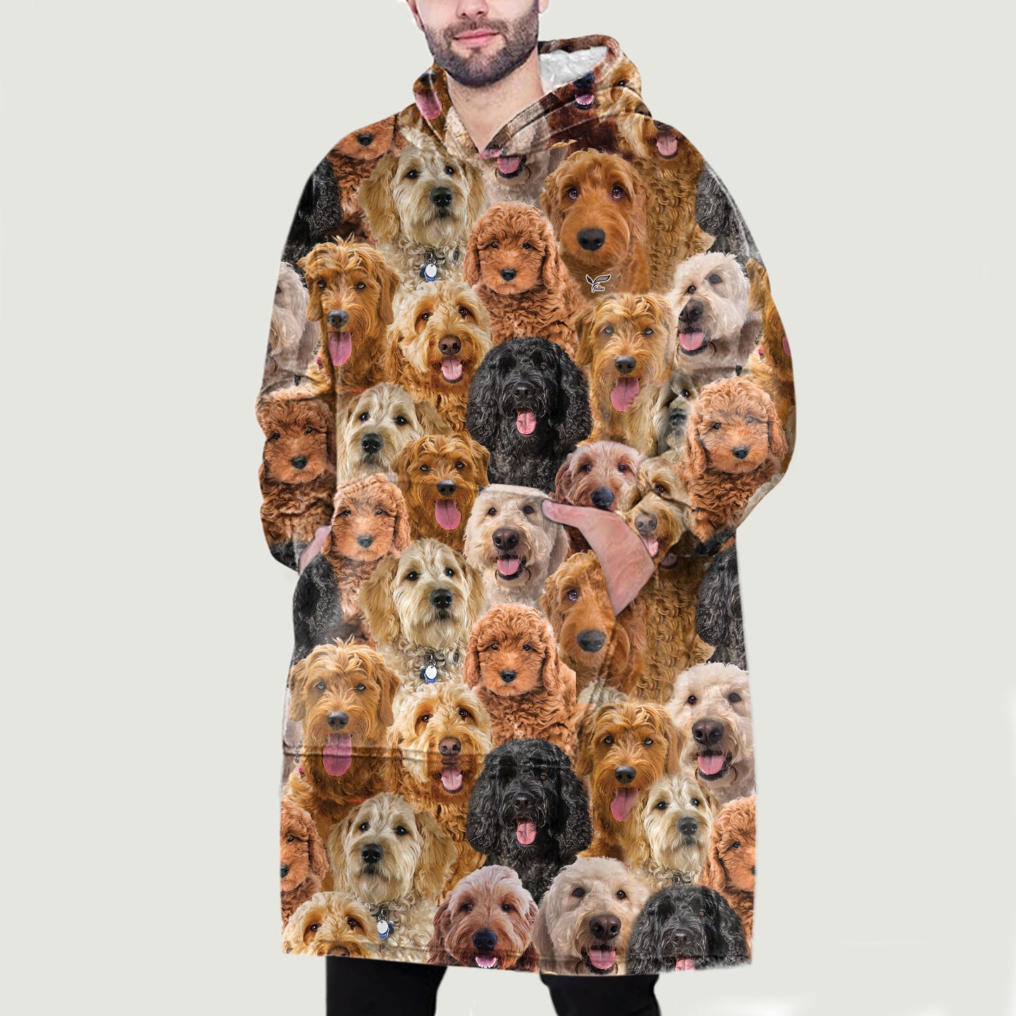 Warm Winter With Goldendoodles - Fleece Blanket Hoodie