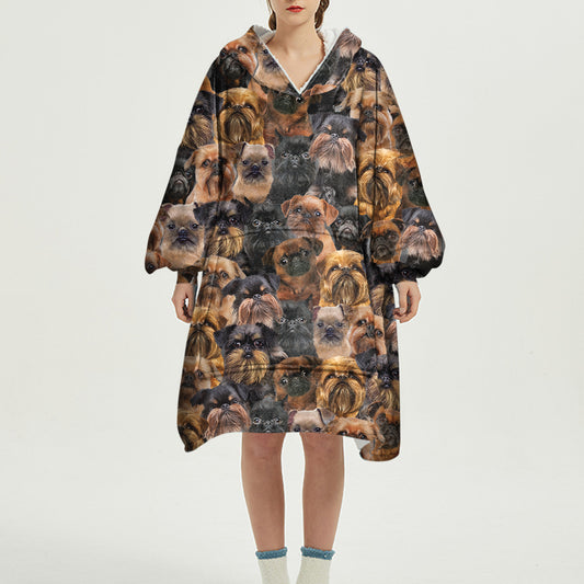 Warm Winter With Griffon Bruxellois - Fleece Blanket Hoodie