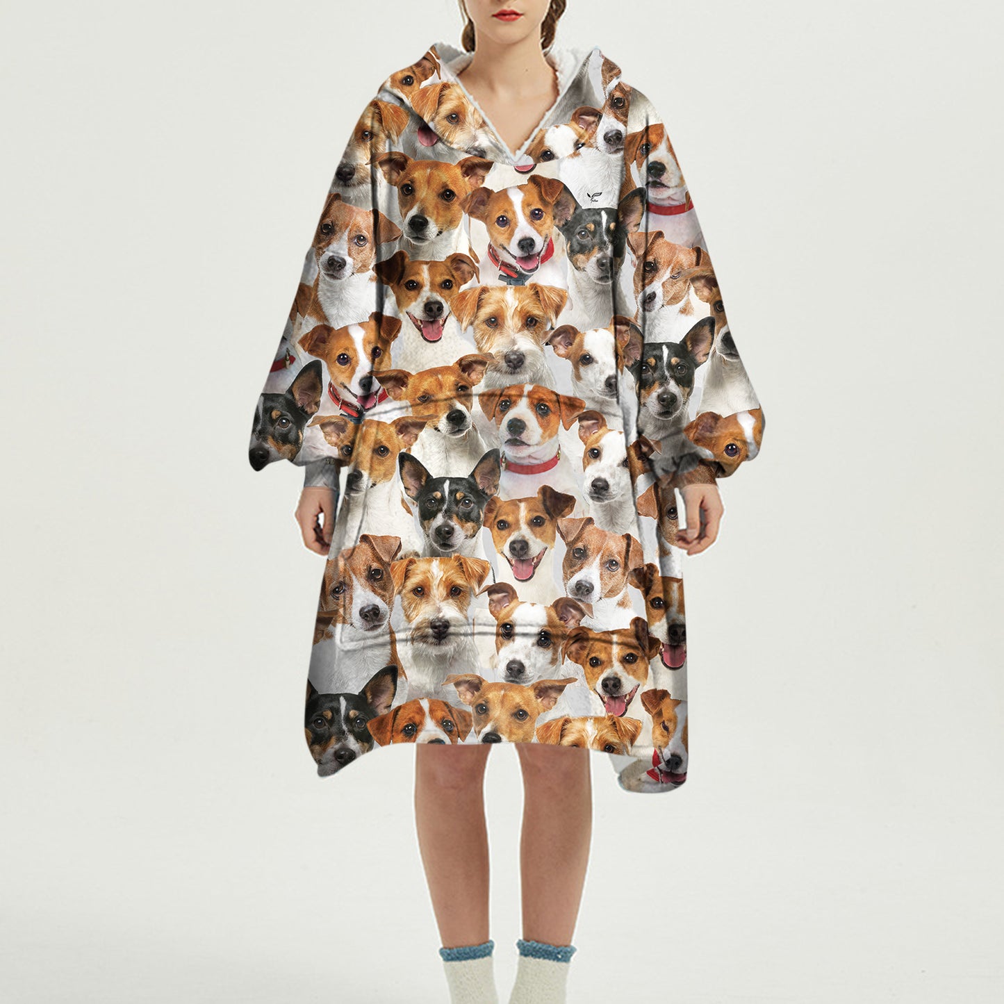 Warm Winter With Jack Russell Terriers - Fleece Blanket Hoodie