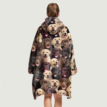 Warm Winter With Labradors - Fleece Blanket Hoodie