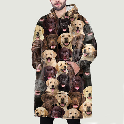 Warm Winter With Labradors - Fleece Blanket Hoodie