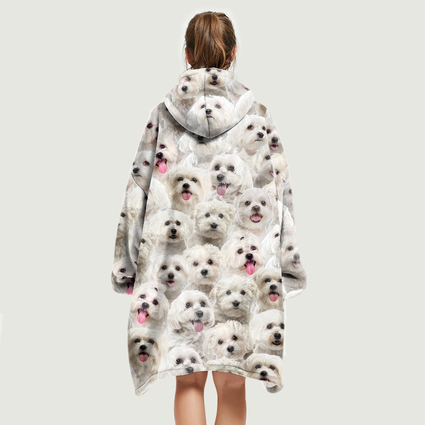 Warm Winter With Malteses - Fleece Blanket Hoodie