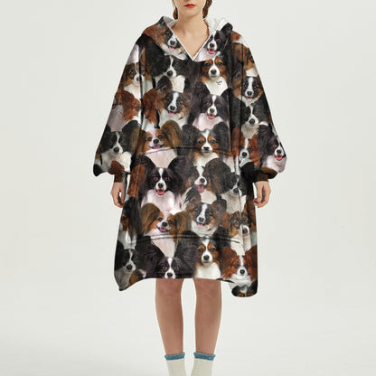 Warm Winter With Papillons - Fleece Blanket Hoodie