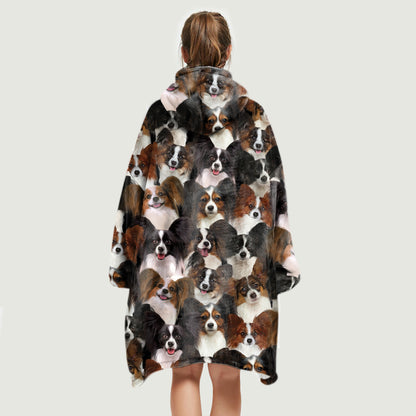 Warm Winter With Papillons - Fleece Blanket Hoodie