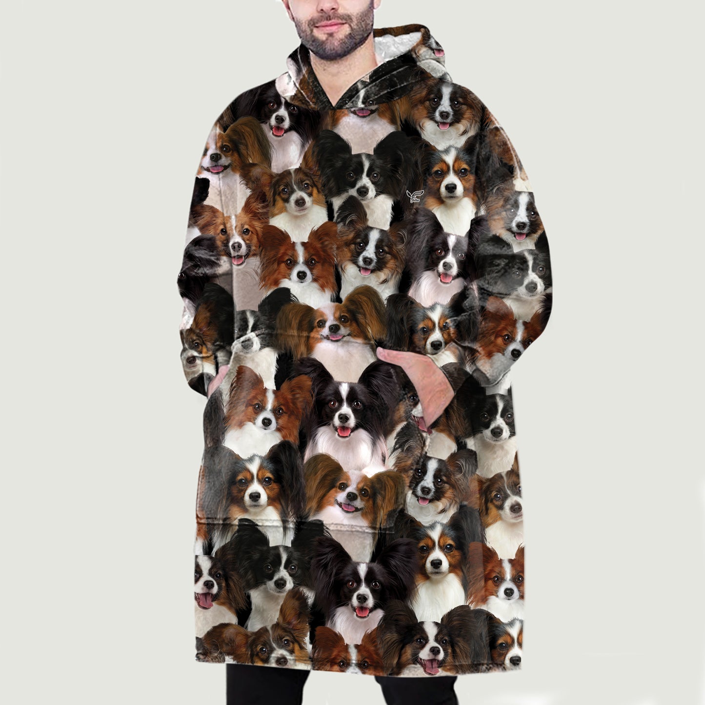 Warm Winter With Papillons - Fleece Blanket Hoodie