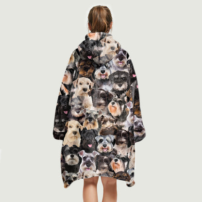 Warm Winter With Schnauzers - Fleece Blanket Hoodie