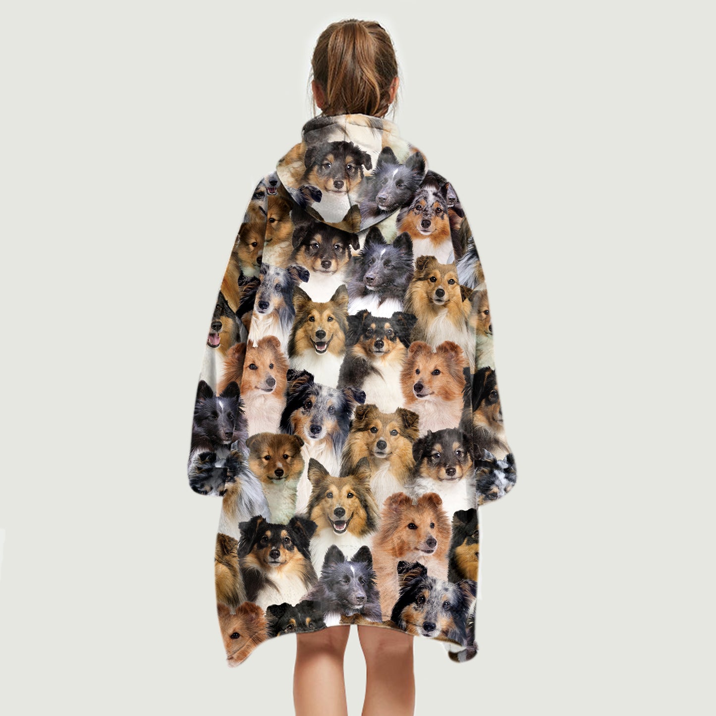 Warm Winter With Shetland Sheepdogs - Fleece Blanket Hoodie