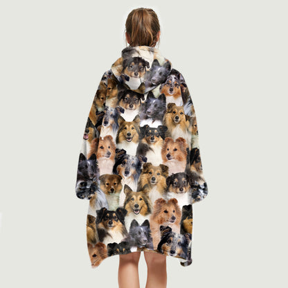 Warm Winter With Shetland Sheepdogs - Fleece Blanket Hoodie