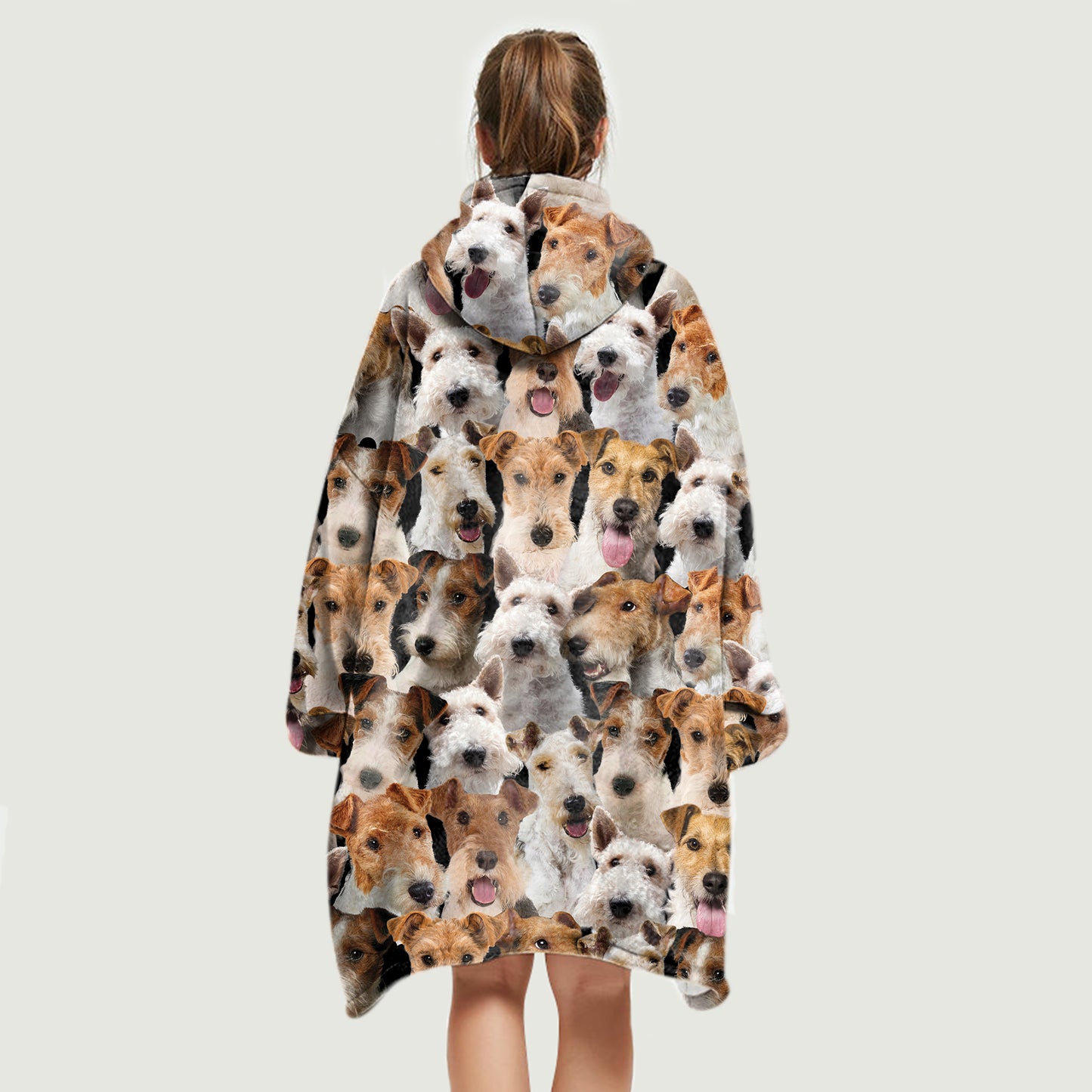 Warm Winter With Wire Fox Terriers - Fleece Blanket Hoodie
