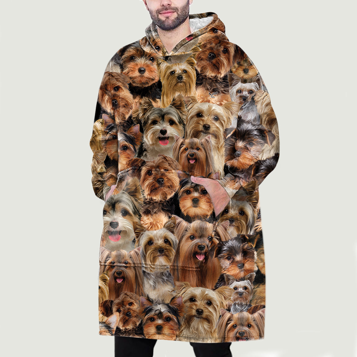 Warm Winter With Yorkshire Terriers - Fleece Blanket Hoodie