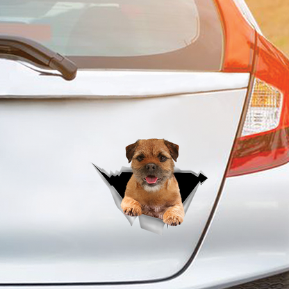 We Like Riding In Cars – Border Terrier Auto-/Tür-/Kühlschrank-/Laptop-Aufkleber V1