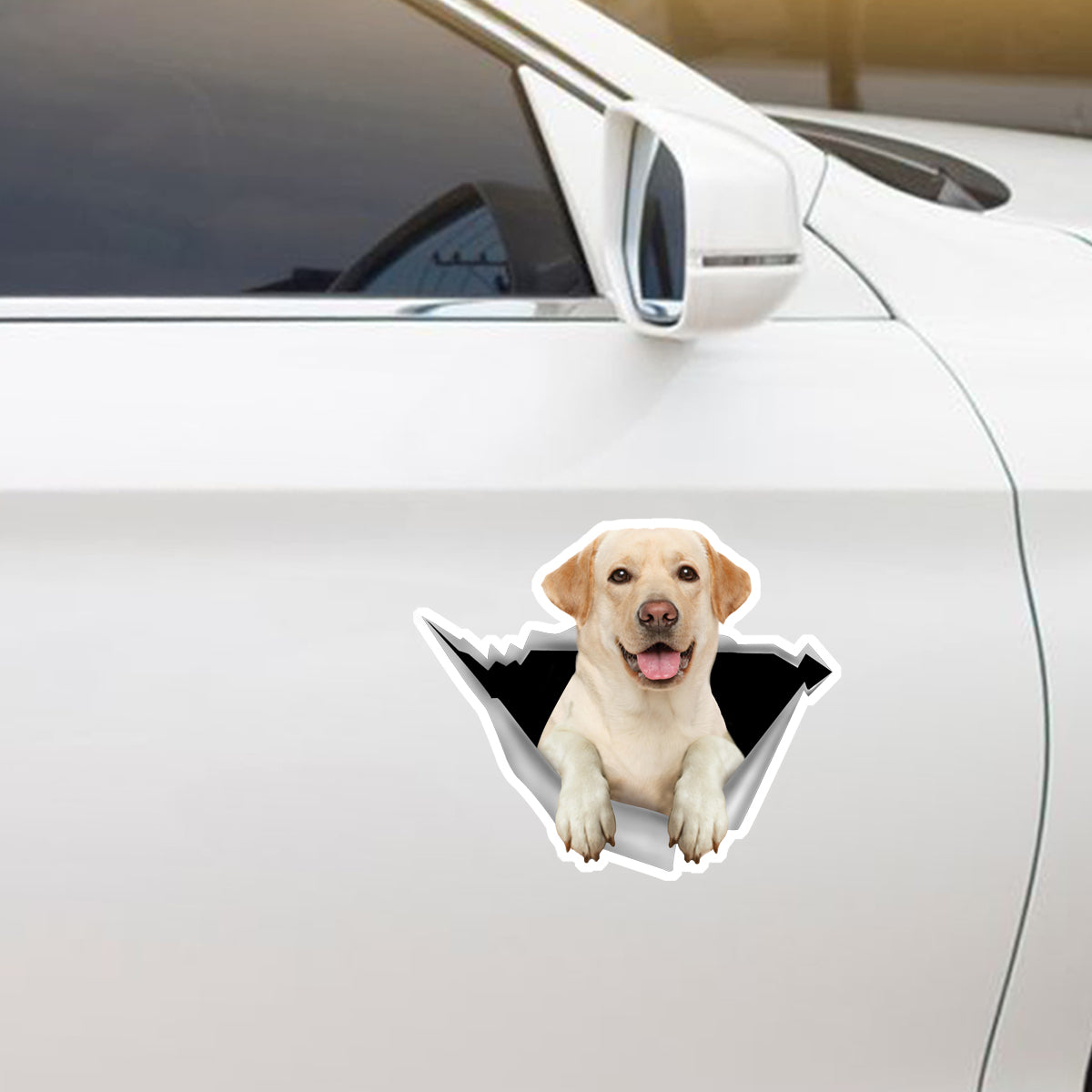 Nous aimons rouler en voiture - Labrador Car/ Door/ Fridge/ Laptop Sticker V3