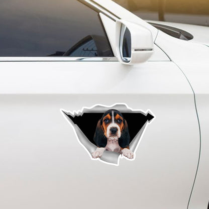 We Like Riding In Cars – Basset Hound Auto-/Tür-/Kühlschrank-/Laptop-Aufkleber V2