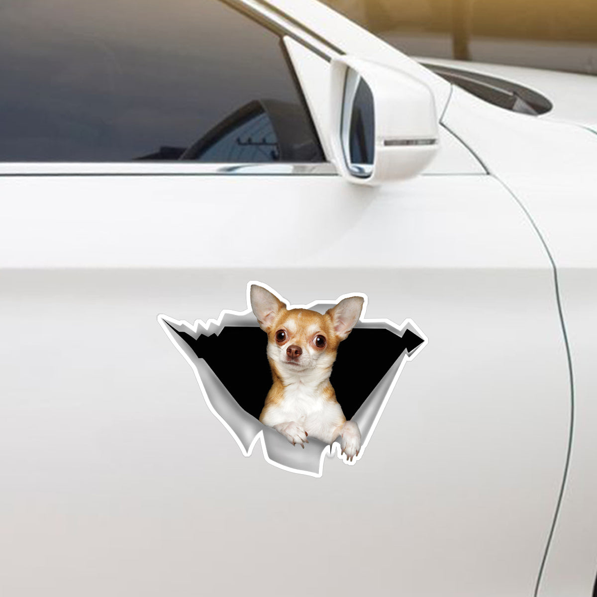 Nous aimons rouler dans les voitures - Autocollant Chihuahua pour voiture/porte/réfrigérateur/ordinateur portable V2