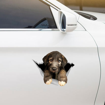 Nous aimons monter dans les voitures - Irish Wolfhound Autocollant de voiture/porte/réfrigérateur/ordinateur portable V1