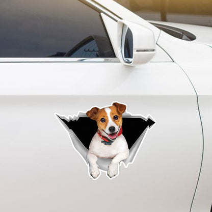 We Like Riding In Cars – Jack Russell Terrier Auto-/Tür-/Kühlschrank-/Laptop-Aufkleber V1