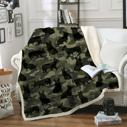 Welsh Corgi Camo Blanket V1