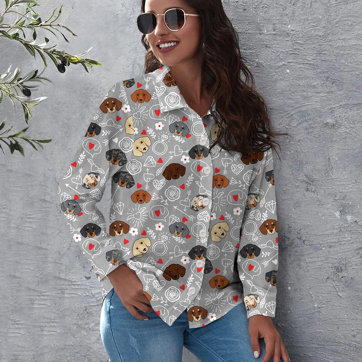 Your Cupid Is Your Dachshund - Follus Women's Long-Sleeve Shirt 039