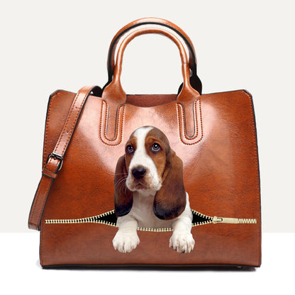 Ihr bester Begleiter – Basset Hound Luxus-Handtasche V1