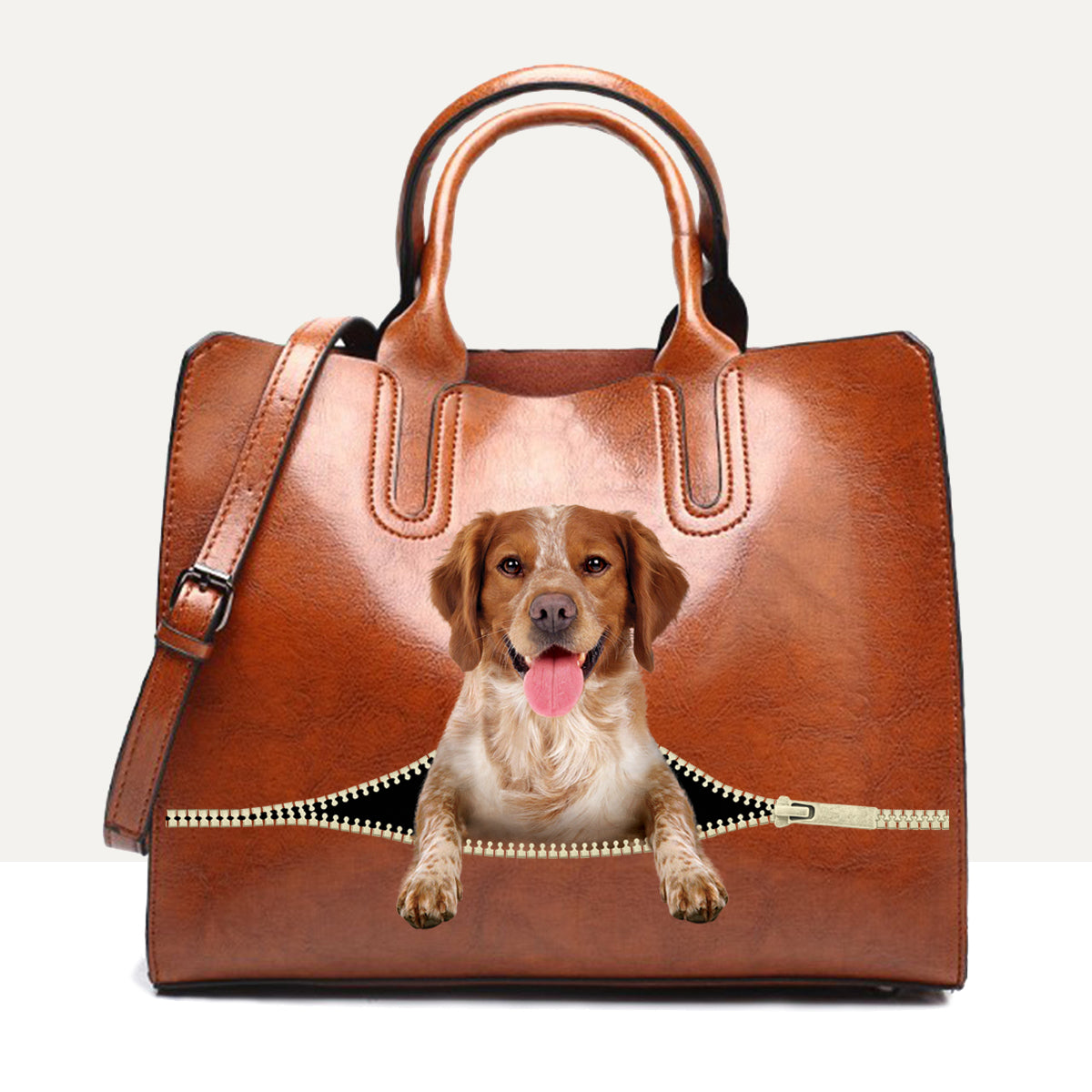 Ihr bester Begleiter – Brittany Spaniel Luxus-Handtasche V1