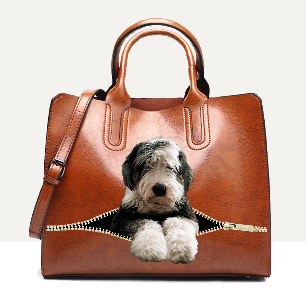 Ihr bester Begleiter – Old English Sheepdog Luxus-Handtasche V1
