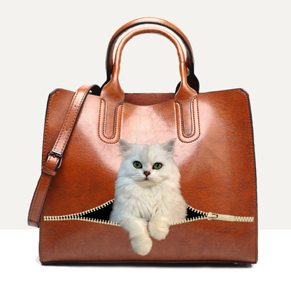 Ihr bester Begleiter – Luxus-Handtasche mit persischer Chinchilla-Katze V1
