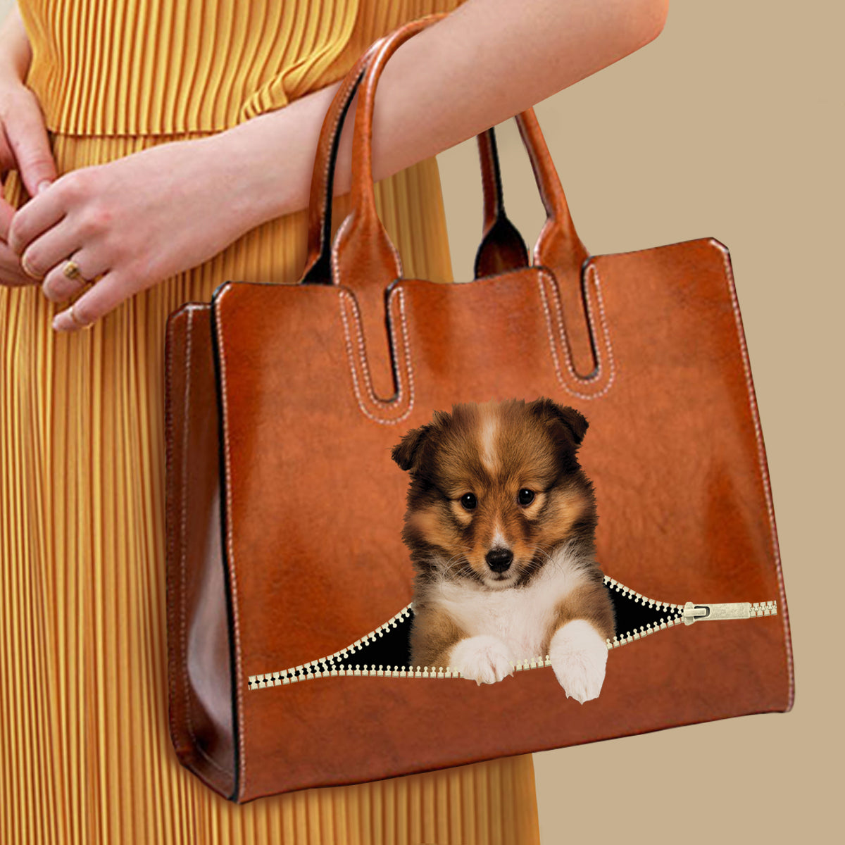 Ihr bester Begleiter – Shetland Sheepdog Luxus-Handtasche V1