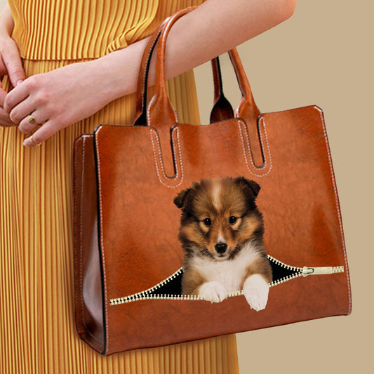 Ihr bester Begleiter – Shetland Sheepdog Luxus-Handtasche V1
