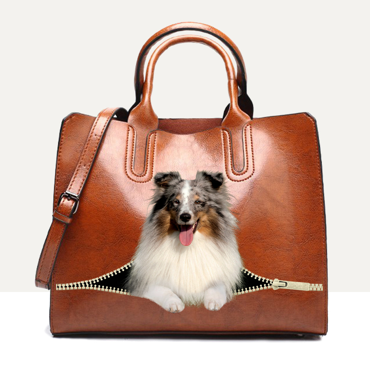 Ihr bester Begleiter – Shetland Sheepdog Luxus-Handtasche V3