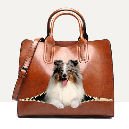 Ihr bester Begleiter – Shetland Sheepdog Luxus-Handtasche V3