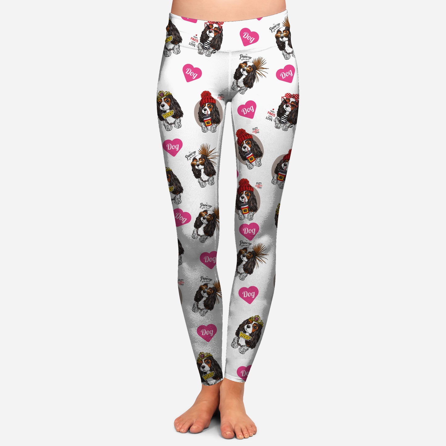 Cavalier King Charles Spaniel With Hearts - Leggings V1