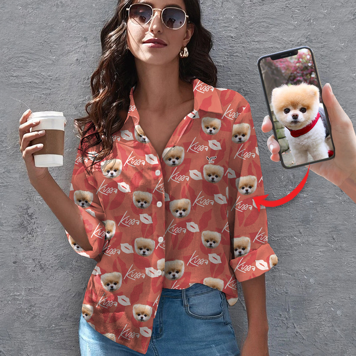 Süße personalisierte Bluse mit dem Foto Ihres Haustieres V5