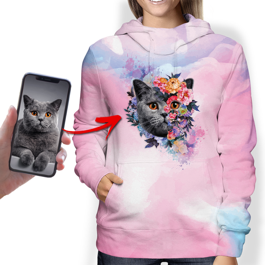 Belles Fleurs - Sweat à capuche personnalisé avec la photo de votre animal V2