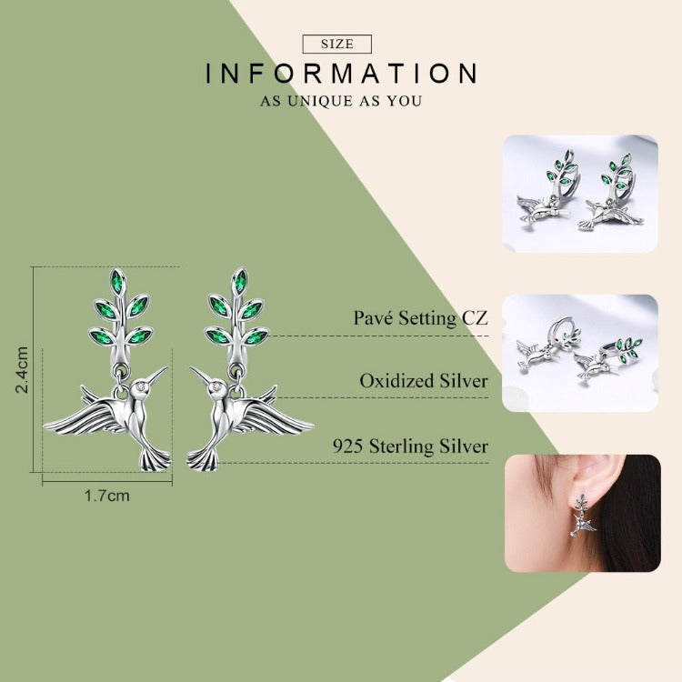 BM 925 Sterling Silver Hummingbirds Earrings