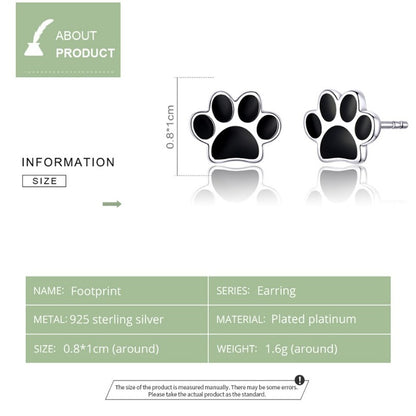 BM 925 Sterling Silver Enamel Dog Paw Earrings
