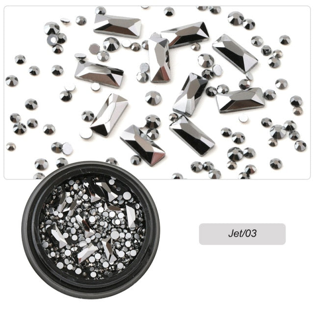 Glass Rhinestones 3D Nail Art Mix Shape Box 12 Gram NB02