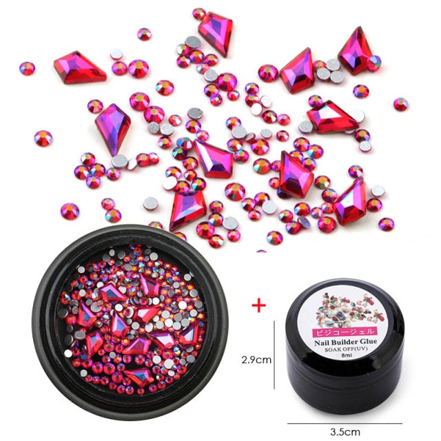 Strass en verre 3D Nail Art Mix Shape Box 12 Gram NB02