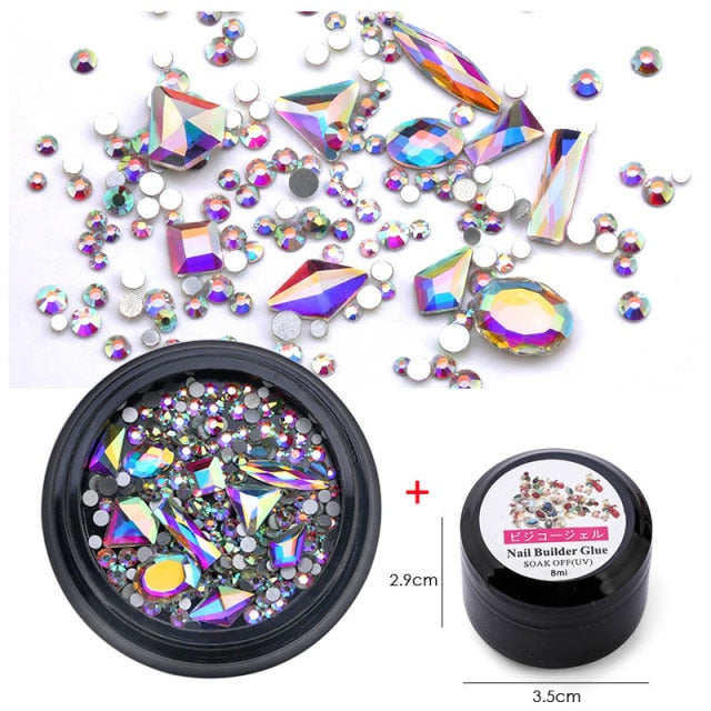 Strass en verre 3D Nail Art Mix Shape Box 12 Gram NB01