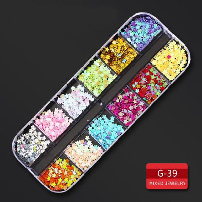 3D Glitter Nail 12 Grid Multi-Size FM