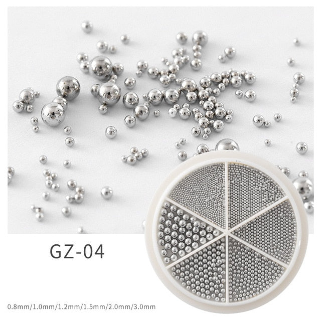 3D Nail Art Tiny Steel Beads Mix Size