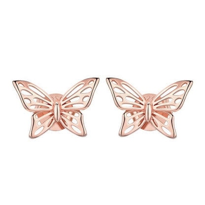 BM 925 Sterling Silver Simple Dancing Butterfly Stud Earrings