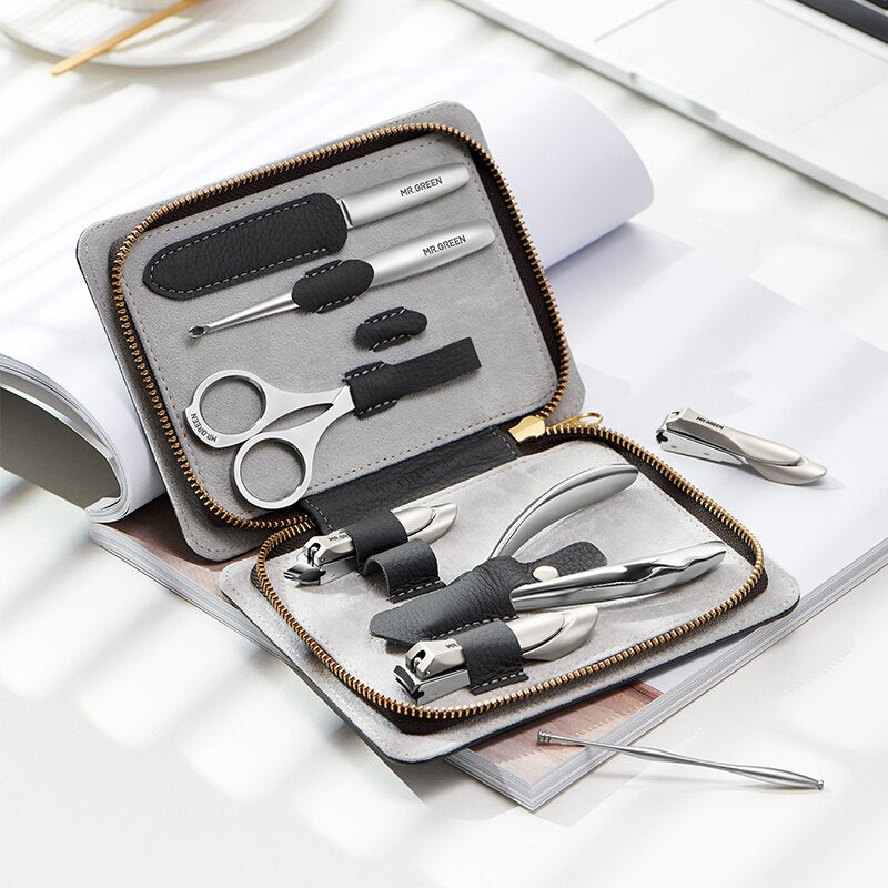 Kit d'outils de manucure en cuir de qualité supérieure, 8 pièces MG