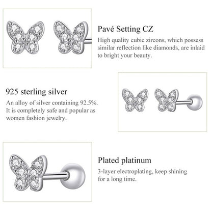 BM 925 Sterling Silver Cute Butterfly Stud Earrings