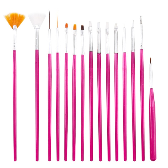 Fiber Hair Brush Set 15 PCS Many Color NB