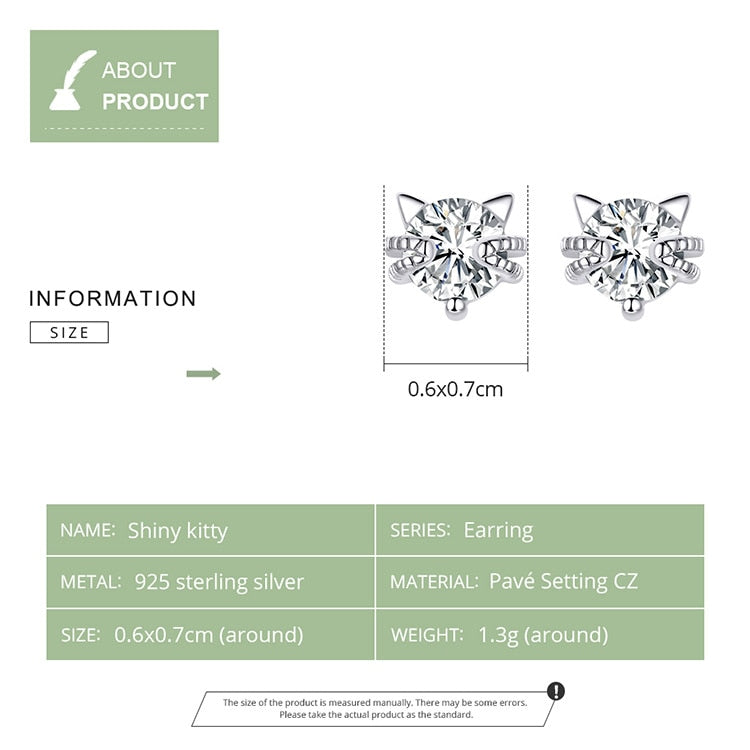 Boucles d'oreilles à tige en argent sterling 925 chat stylisé BM