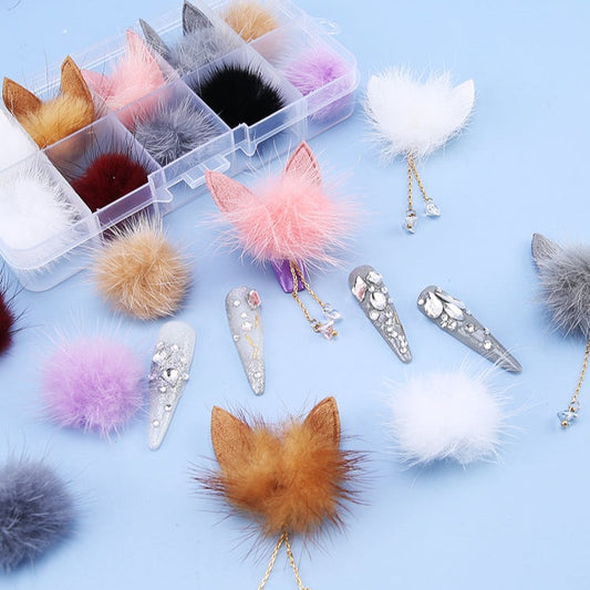 Pompoms Jewelry Nail Charms Detachable Magnetic ND